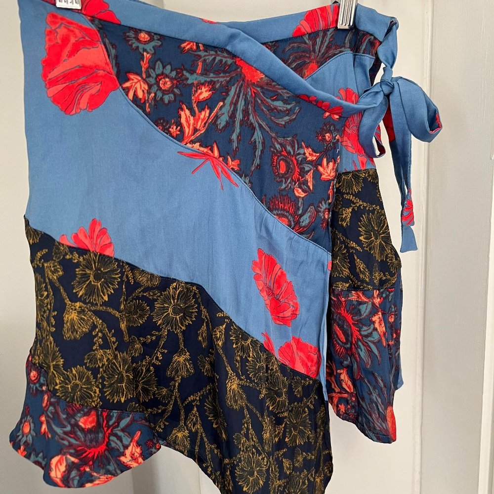 Free People Wrap Skort Patchwork Mix Print Design Size XS
